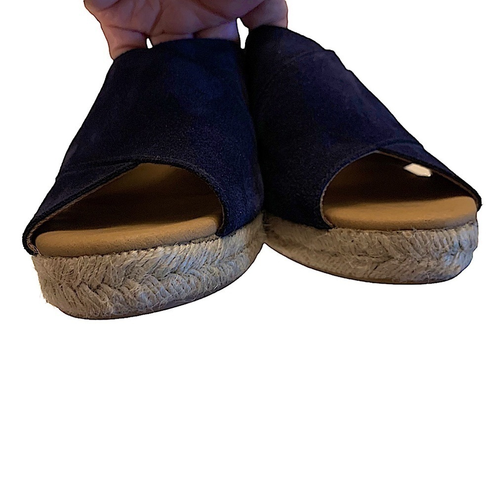 PASEART Navy Suede Criss Cross Platform Wedge Espadrille Size 41 EU - Picture 4 of 11